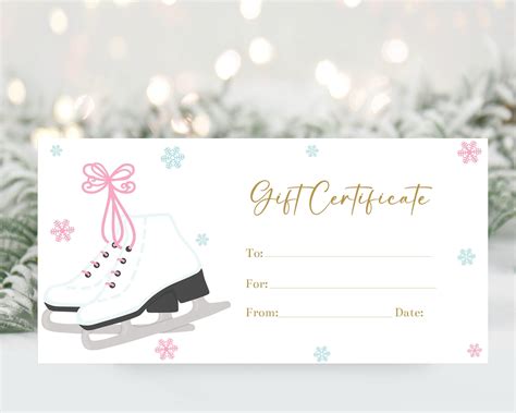 Printable Ice Skating Gift Certificate Voucher Template, Christmas Gift Certificate, Editable ...