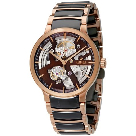 Rado Centrix Brown Skeleton Dial Automatic Mens Watch R30181312