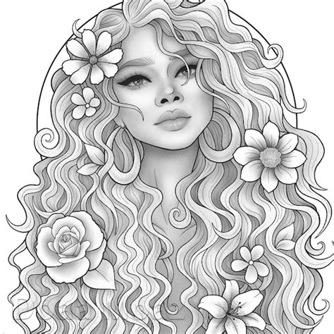 Printable Coloring Page Fantasy Character Black Girl Etsy Israel