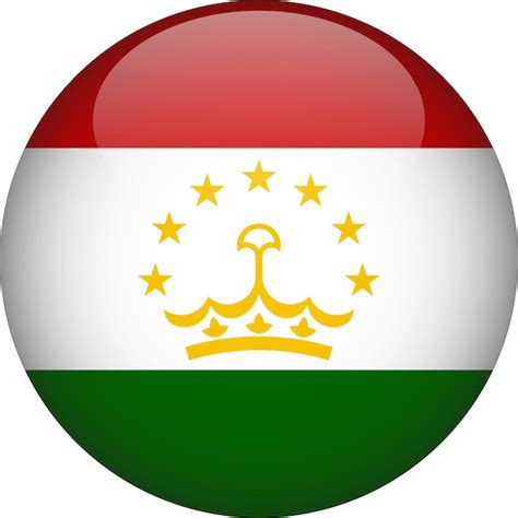 Botão de bandeira arredondada 3d do tajiquistão Vetor Premium