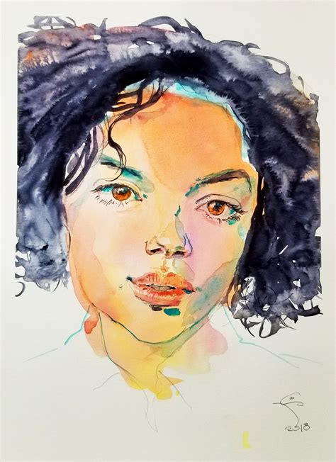 Loose Portrait Of Girl Rwatercolor