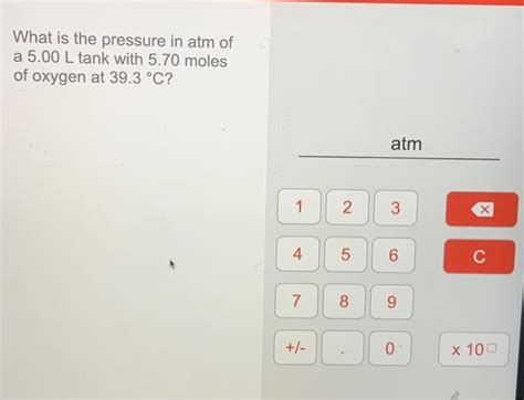 Solved What Is The Pressure In Atm Of A L Tank With Chegg