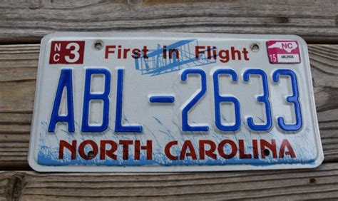 North Carolina License Plate First In Flight 2015 - North Carolina ...