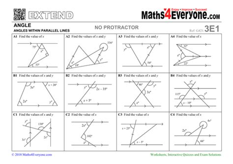 Angle Relationships With Parallel Lines Worksheets