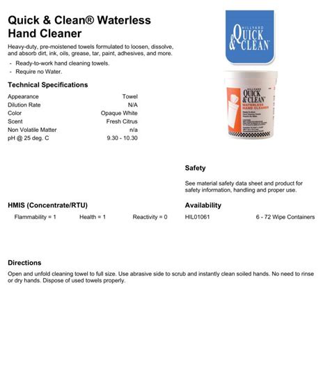 Hillyard Waterless Hand Cleaner