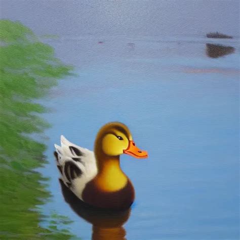 KREA A Duck On The Prowl Oil Painting Jules Perahim