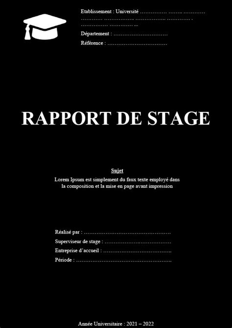 Page De Garde Du Rapport De Stage Au Format Word Et PDF 49 OFF