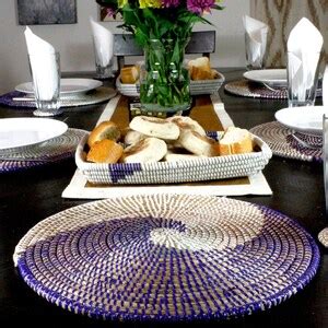 African Senegalese Boho Woven Seagrass Placemats Natural Wicker Round