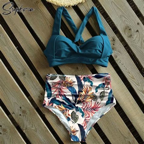 MAILLOT DE BAIN Sexy Taille Haute Bikini Licou Grande Taille Maillots De Bain Femmes