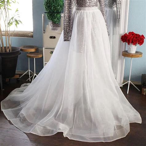 High End White Organza Long Wrap Skirts For Bridal Ruffles Sheer Sexy Floor Length Skirt Women