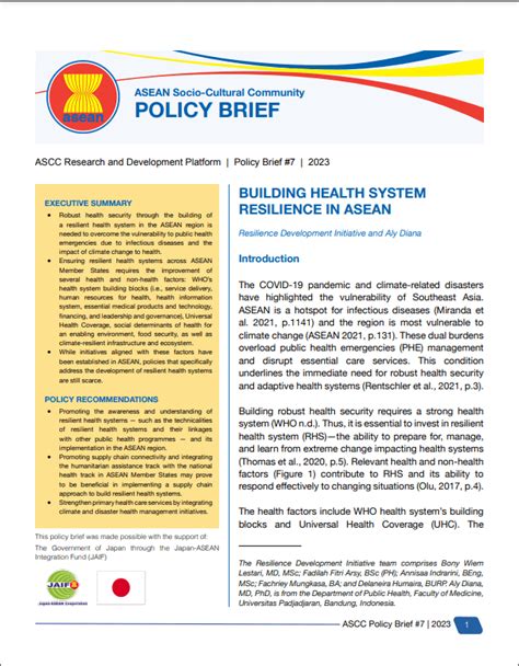 Building Health System Resilience In Indonesia Resilience Development