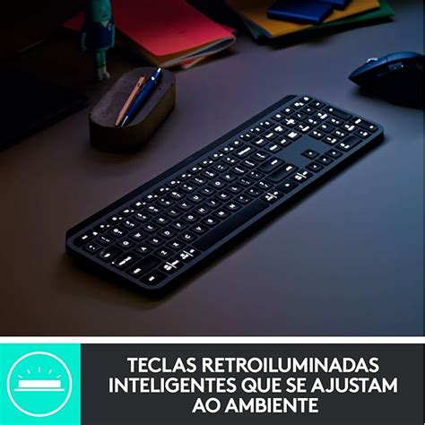 Teclado Sem Fio Logitech Mx Keys Com Iluminação Inteligente Conexão Usb Unifying Ou Bluetooth