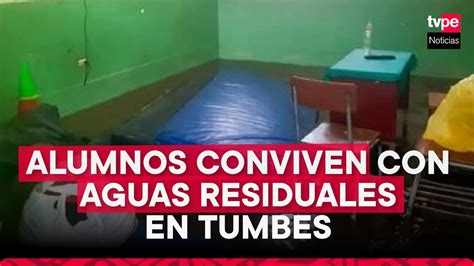 Tumbes alumnos conviven con AGUAS RESIDUALES tras colapso de DESAGÜE