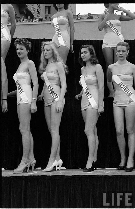 Contestants At Miss Universe Beauty Pageant Vintage Swimsuits