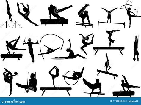 Gymnastics Silhouettes Collection Stock Vector - Illustration of event ...