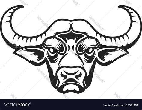 Buffalo head icon on white background Royalty Free Vector