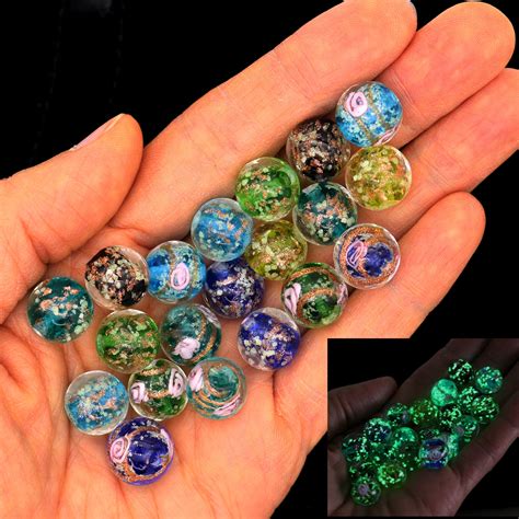 Pcs Glow In The Dark Glass Beads Mm Assorted Blue Etsy