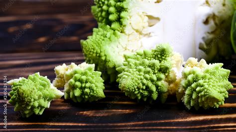 Romanesco Broccoli Close Up The Fractal Vegetable Is Known For Its