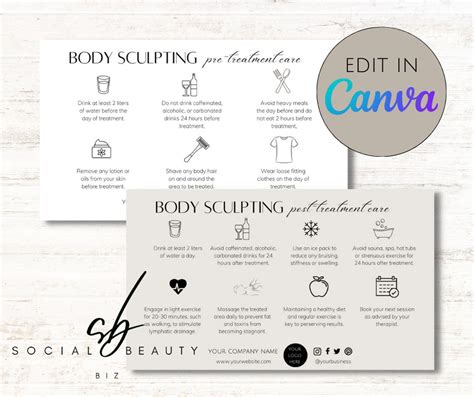 Editable Body Sculpting Aftercare Treatment Card Body Contouring