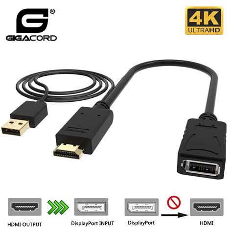 Gigacord Hdmi To Displayport Converter Hdmi Male To Displayport Female