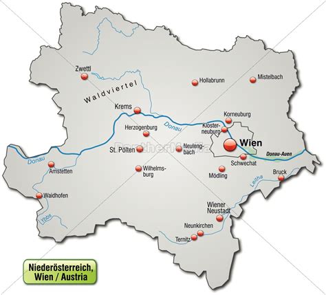 Map Of Lower Austria As Overview Map In Grey Stock Photo 10635841