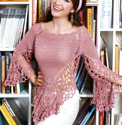 Blusa A Crochet Con Mangas Largas O De Murci Lago Manualidades Diy