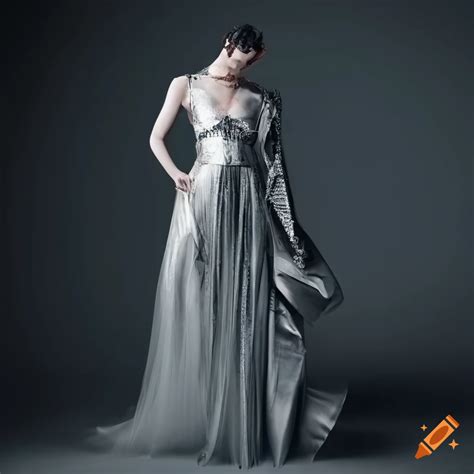 Punk And Futuristic Gown In Silver Grey Or Blush On Craiyon