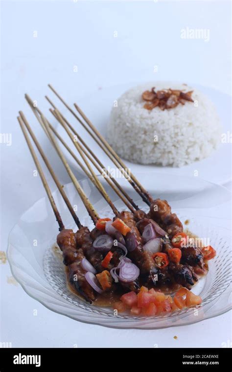 Sate Kambing Is Lamb Satay And Traditional Food From Indonesia Isolated