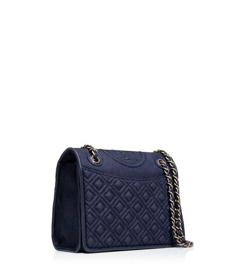 Tory Burch Fleming Denim Medium Bag In Blue Lyst