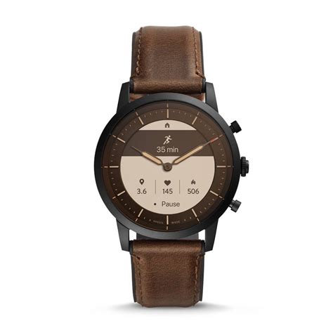 Zegarek M Ski Fossil Ftw Hybrid Smartwatch Hr Collider Dark Brown