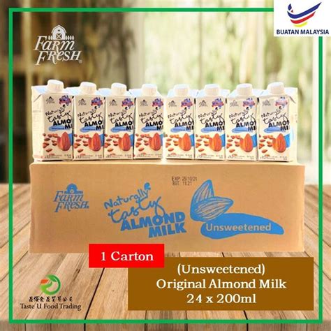 1 Carton Farm Fresh Uht Original Almond Milk Unsweetened 200ml X 24