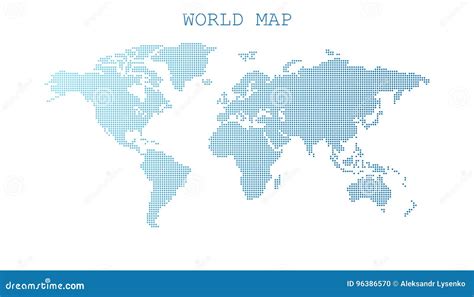 World Map Vector Isolated On White Background Flat Earth Blue Map ...