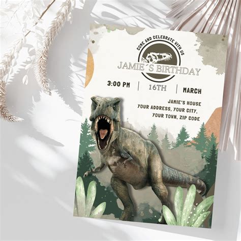 Jurassic World Birthday Invitation Template Dinosaur Birthday