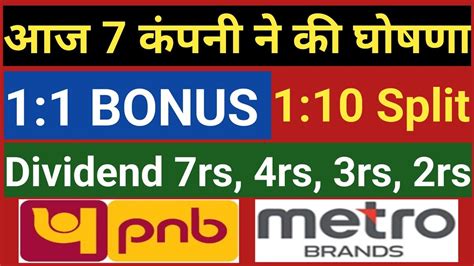 PNB Bank Ltd Metro Brands 7 Stocks Declared High Dividend Bonus Or