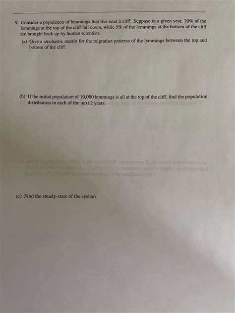 Solved 9. Consider a population of lemmings that live near a | Chegg.com