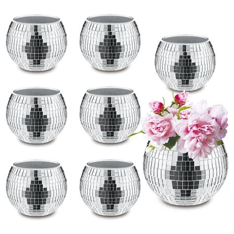 Pcs Silver Disco Ball Vase Glass Disco Ball Planter Candle Holder