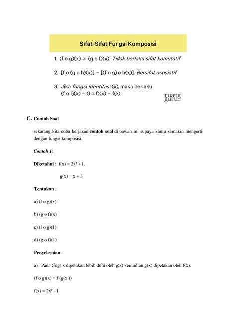 Solution Fungsi Komposisi Studypool