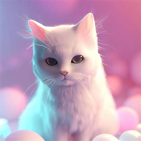 Premium AI Image A White Cat With Blue Eyes Sits Among A Bunch Of Eggs