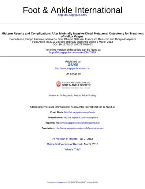 (PDF) Midterm Results and Complications After Minimally Invasive Distal ...