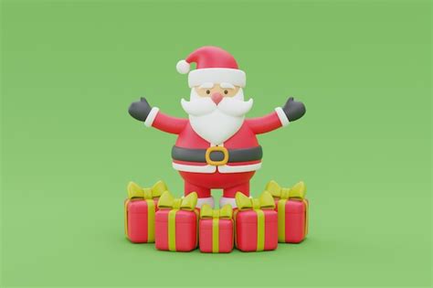 Premium Photo 3d Render Of Cartoon Character Santa Claus With Gift