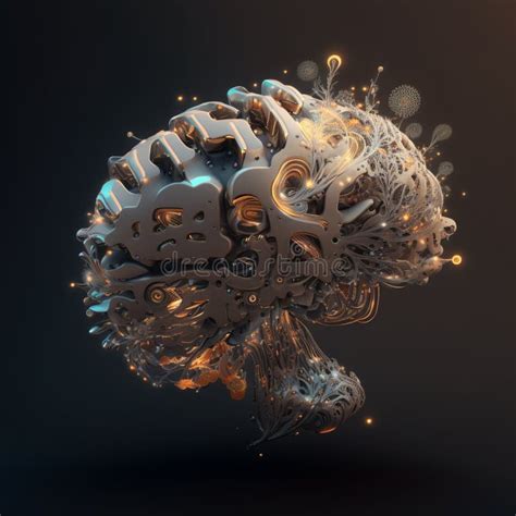 Robotic Human Brain With Detailed Circuits Concept Art Of Artificial