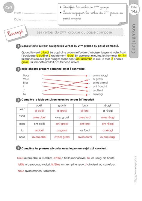 Lecon Les Verbes Du 2eme Groupe Ce2