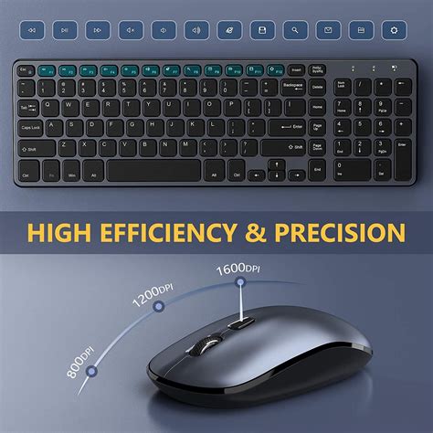 Wireless Keyboard And Mouse Seenda 2 4G Ultra Slim Full Size Keyboard