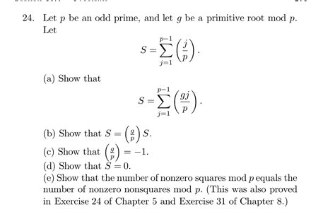 Solved 24 Let P Be An Odd Prime And Let G Be A Primitive Chegg