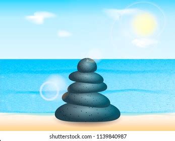 Pebblestone Pyramid On Sea Beach Vector Stock Vector (Royalty Free) 1139840987 | Shutterstock