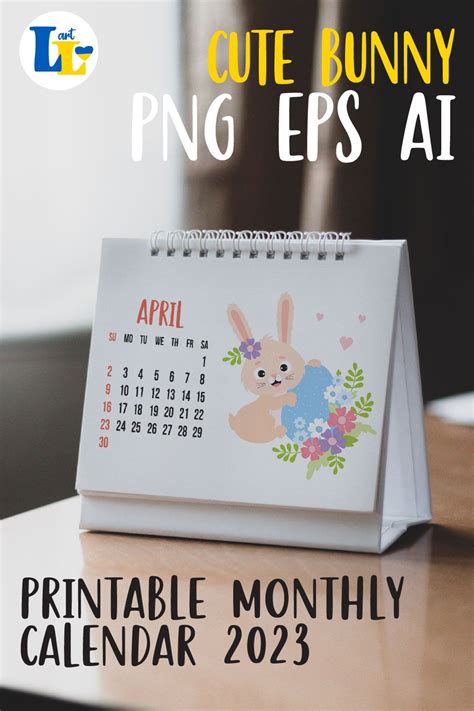 Printable Monthly Calendar Template Description Cute Bunny Calendar