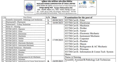 Npcil Tarapur Exam Date 2023 Admit Card 2023 Advt Tmshrm012023