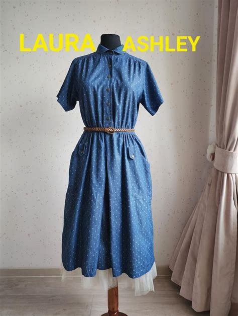 Laura Ashley Vintage Womens Blue Dress Size Etsy Canada In