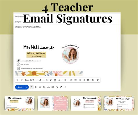 Teacher Email Signature Template Editable Canva Signature Design With ...