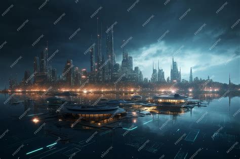 Premium AI Image | A city with a dark sky and a city in the background